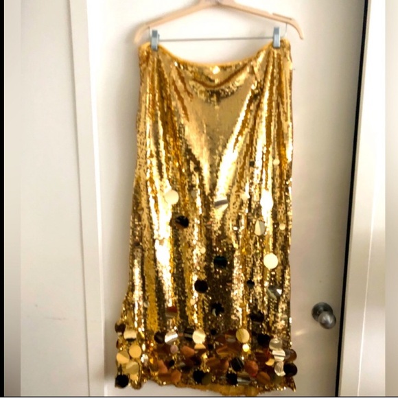 🎉Plus Size Elegant Gold Or Silver Long Sequin Formal Midi Skirt - Picture 7 of 14